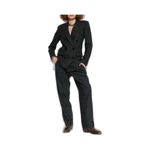 Double-Breasted Pinstripe Blazer