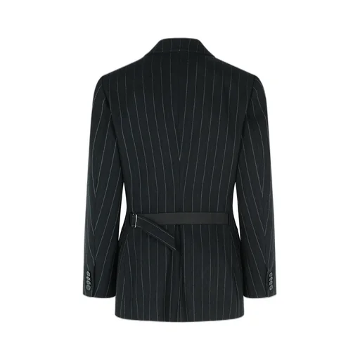 Double-Breasted Pinstripe Blazer