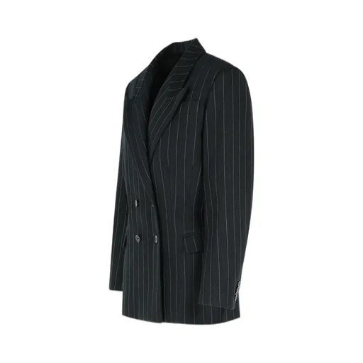 Double-Breasted Pinstripe Blazer