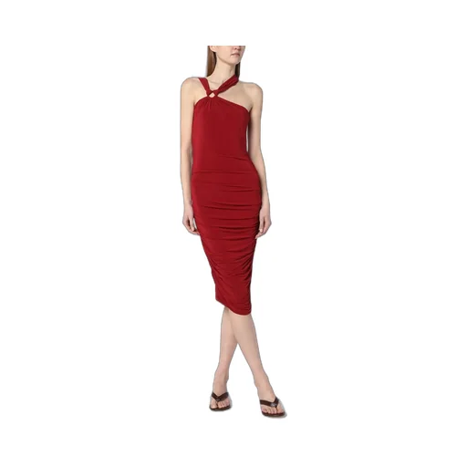 Halterneck Ruched Midi Dress