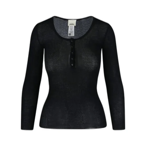 Ribbed Henley Long Sleeve Top