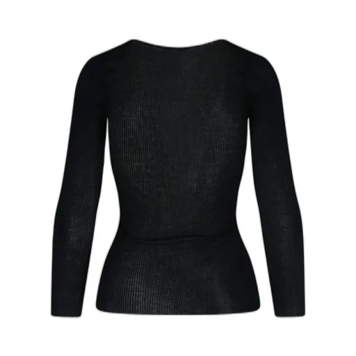 Ribbed Henley Long Sleeve Top