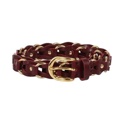 Braided Leather Belt With Gold-Tone Hardware