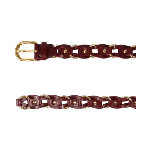Braided Leather Belt With Gold-Tone Hardware