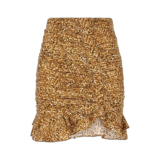 Ruched Ruffle Hem Mini Skirt