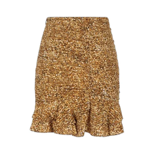 Ruched Ruffle Hem Mini Skirt