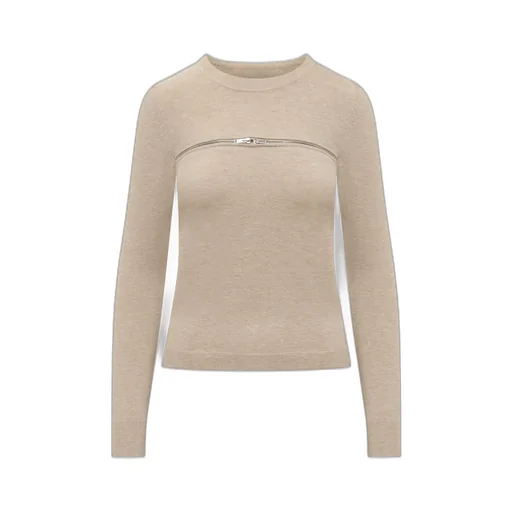 Long-Sleeved Knit Top With Zip Detail