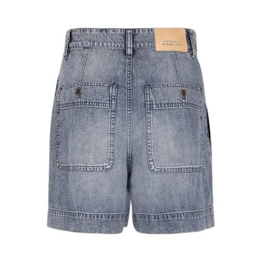 Pleated Denim Shorts