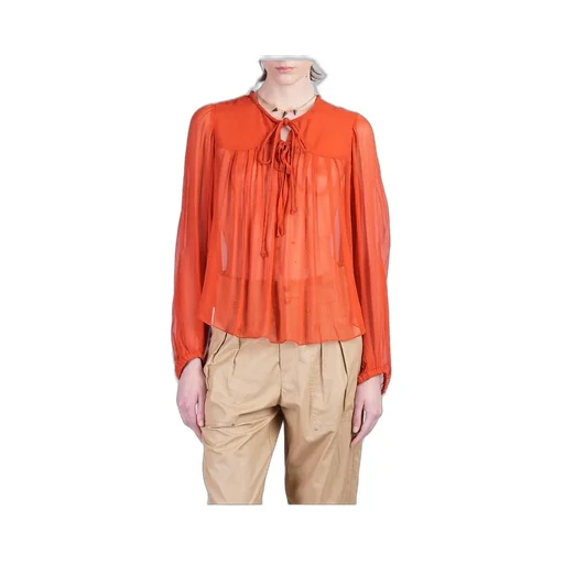 Sheer Blouse With Tie Neck