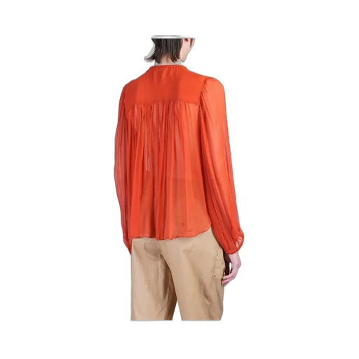 Sheer Blouse With Tie Neck