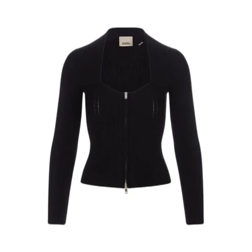 Ribbed Knit Zip-Up Cardigan