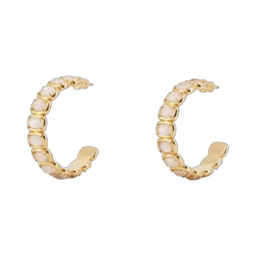 Hoop Earrings With Square Stone Details