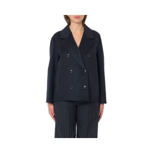 Double-Breasted Wool Blend Pea Coat