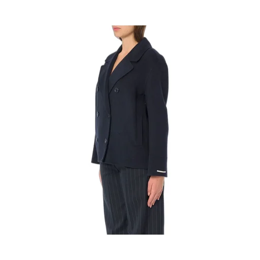 Double-Breasted Wool Blend Pea Coat
