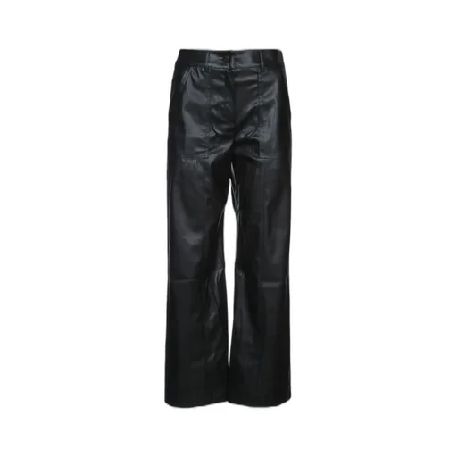 Wide-Leg Faux Leather Trousers