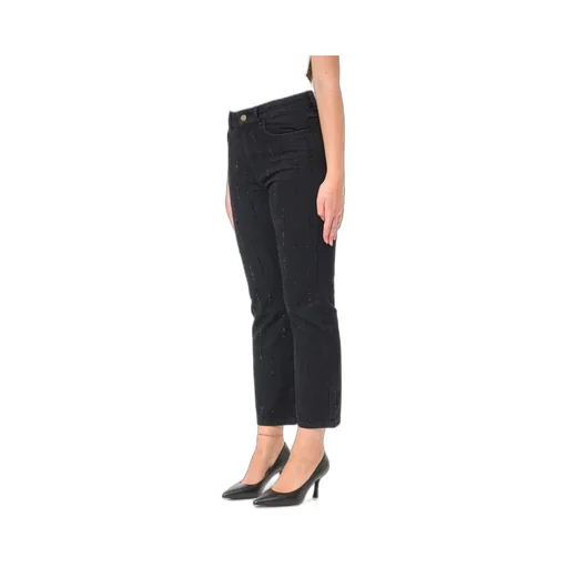 Straight Leg Jeans With Rhinestone Embellishments