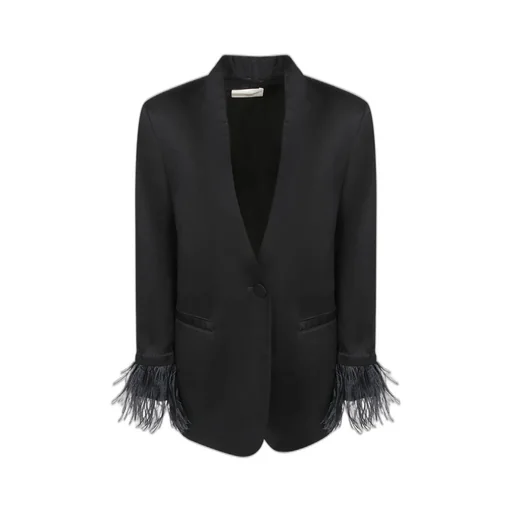 Blazer With Feather Trim