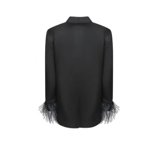 Blazer With Feather Trim