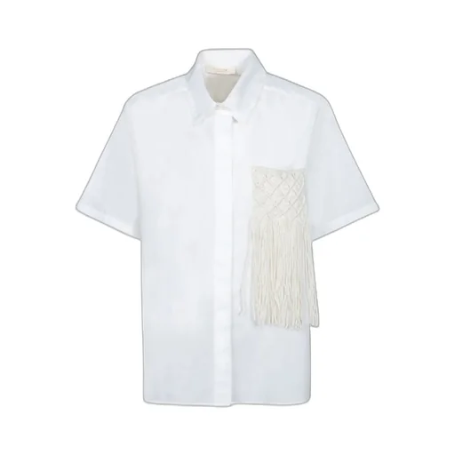 Short Sleeve Shirt With Macrame Pocket