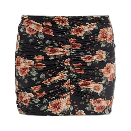 Ruched Floral Print Mini Skirt