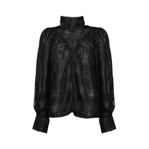 Sheer Jacquard Turtleneck Blouse