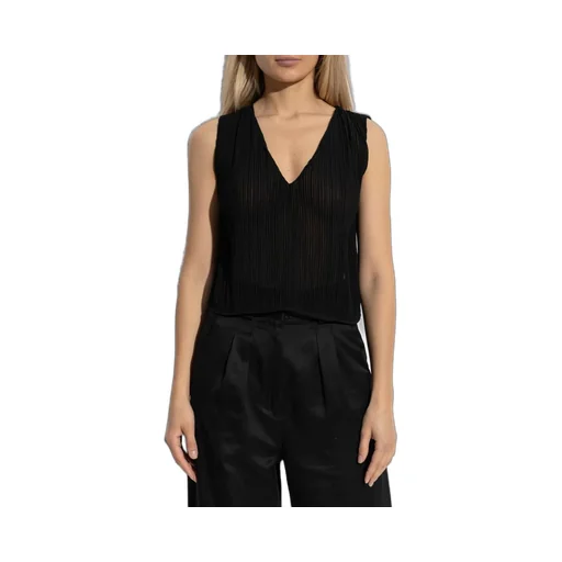 Pleated V-Neck Top