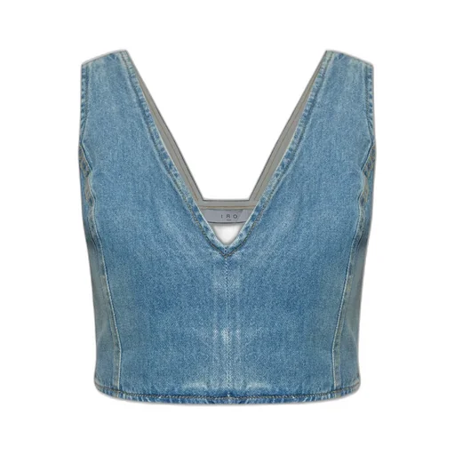 Denim V-Neck Crop Top