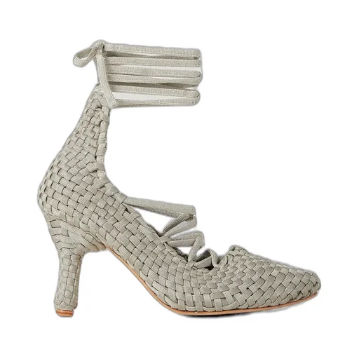 Woven Lace-Up Heels
