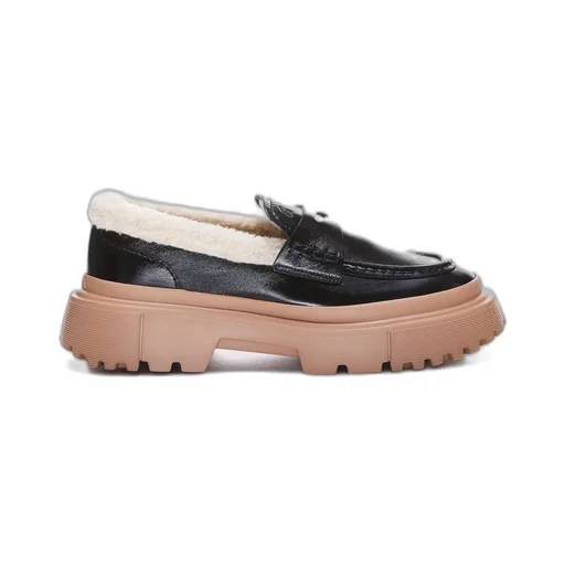 Platform Loafers With Shearling Lining