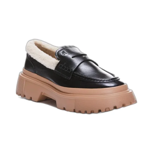 Platform Loafers With Shearling Lining