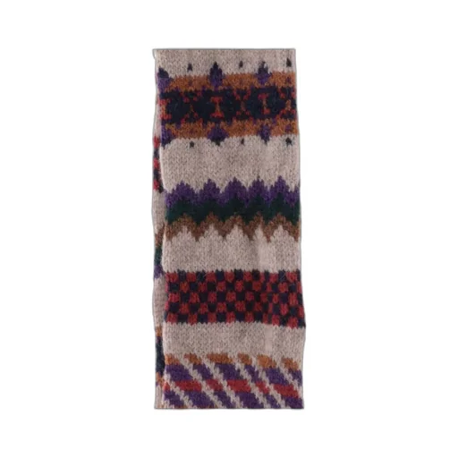 Fair Isle Knit Scarf With Pom-Pom