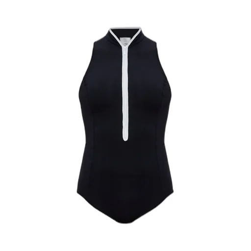Sleeveless Zip-Up One-Piece Swimsuit