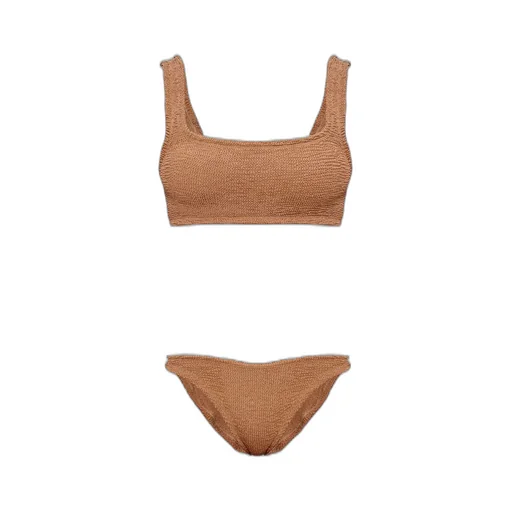 Textured Square Neck Bikini Top And Bottom Set