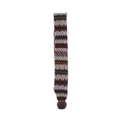Fair Isle Knit Scarf With Pom-Pom