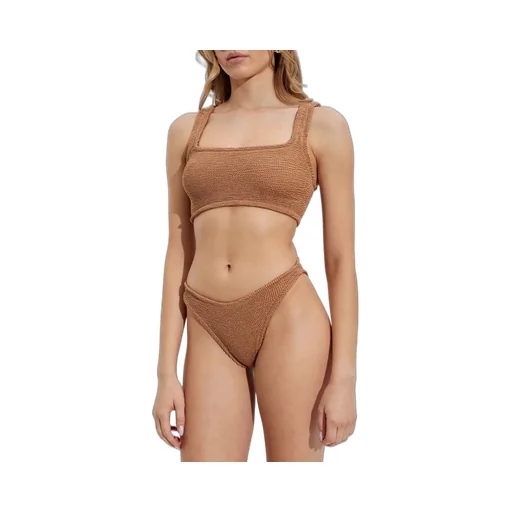 Textured Square Neck Bikini Top And Bottom Set