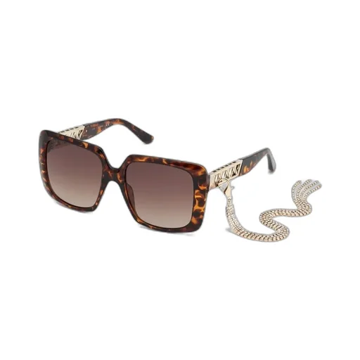Oversized Square Sunglasses With Chain Detail