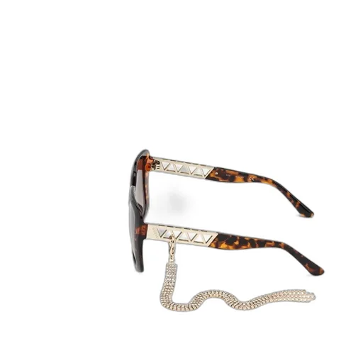 Oversized Square Sunglasses With Chain Detail