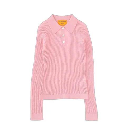 Ribbed Knit Polo Shirt