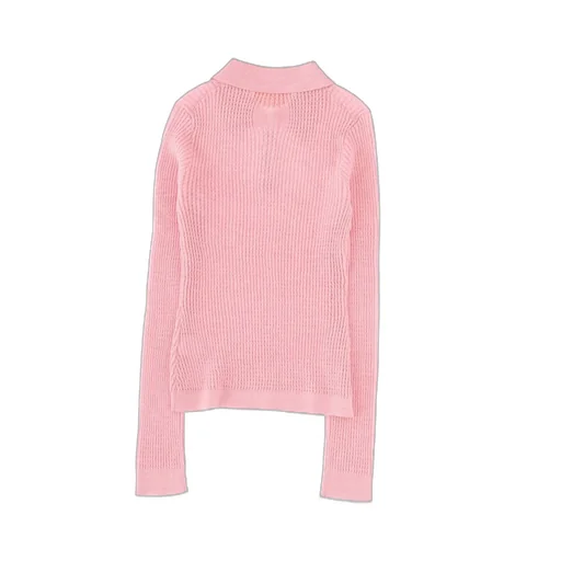 Ribbed Knit Polo Shirt