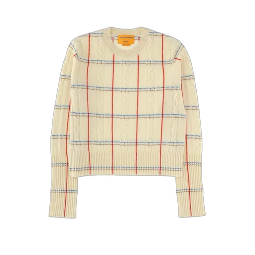 Cable Knit Sweater With Plaid