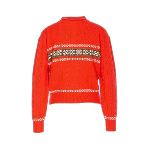 Fair Isle Knit Polo Sweater