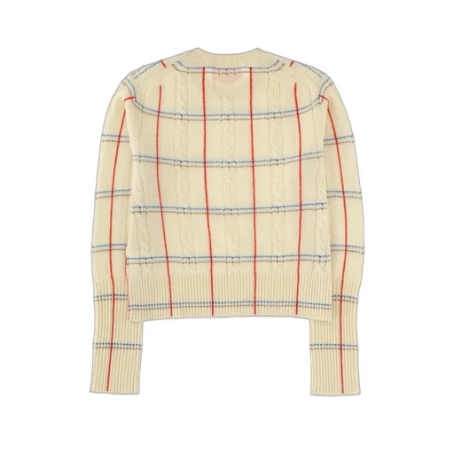 Cable Knit Sweater With Plaid