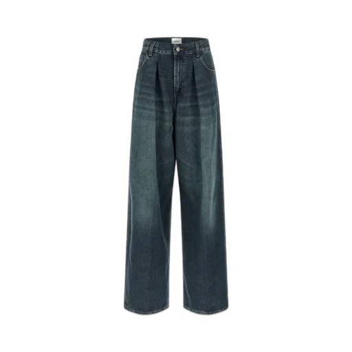 Wide-Leg Pleated Jeans
