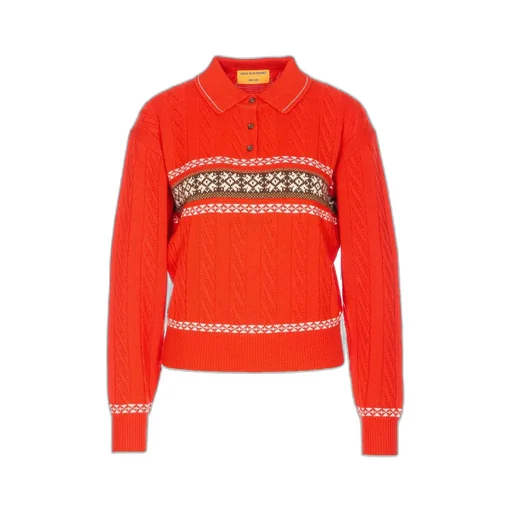 Fair Isle Knit Polo Sweater