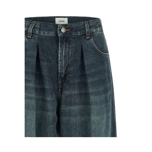 Wide-Leg Pleated Jeans
