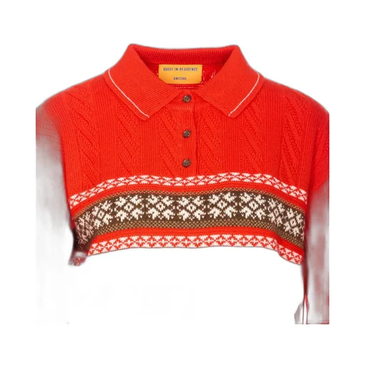 Fair Isle Knit Polo Sweater