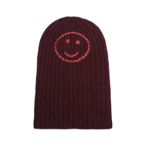 Ribbed Beanie With Smiley Face