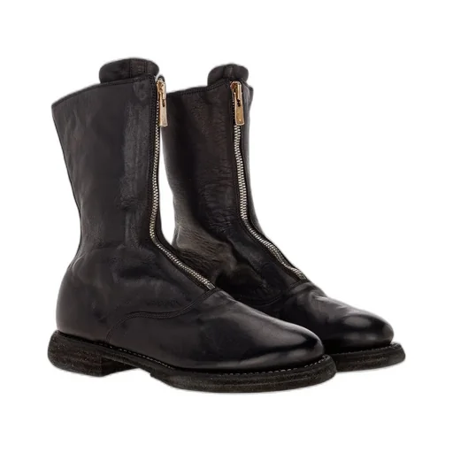 Zip Front Leather Boots
