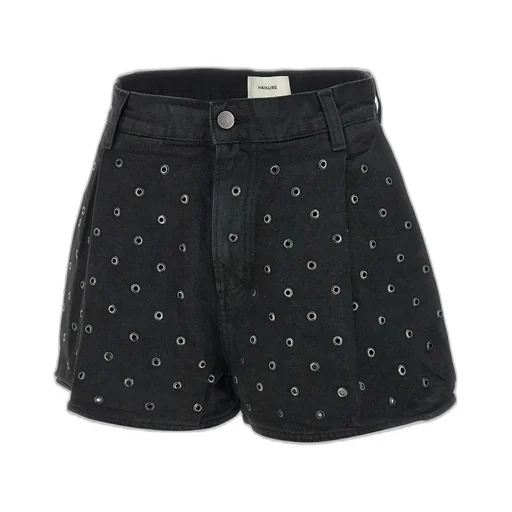 Denim Shorts With Eyelets