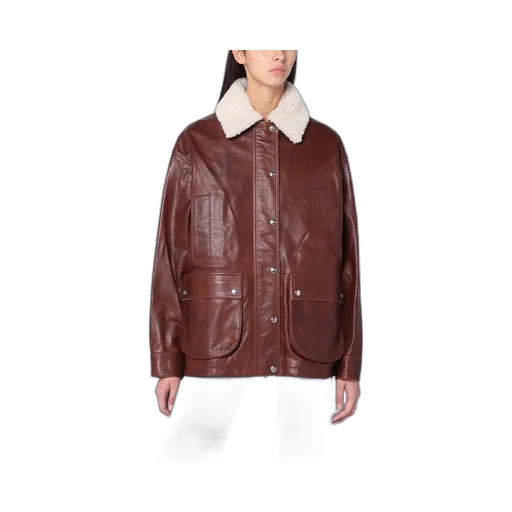 Leather Jacket With Sherpa Collar